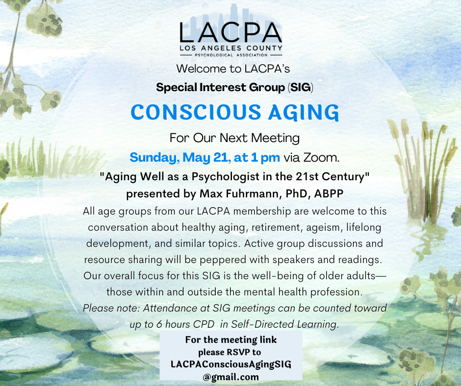 Flyer for May Conscious Aging Group Meeting